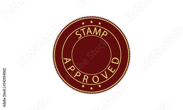 Obraz approved stamp. red and yellow round approved sign