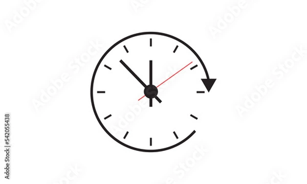 Obraz Clock icon in flat style, timer on color background. Vector design element