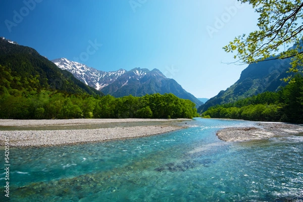 Fototapeta 梓川と穂高連峰