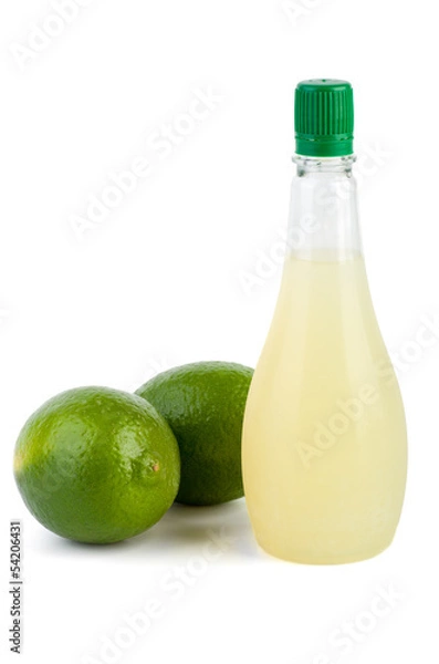 Obraz Two limes and bottle of juice