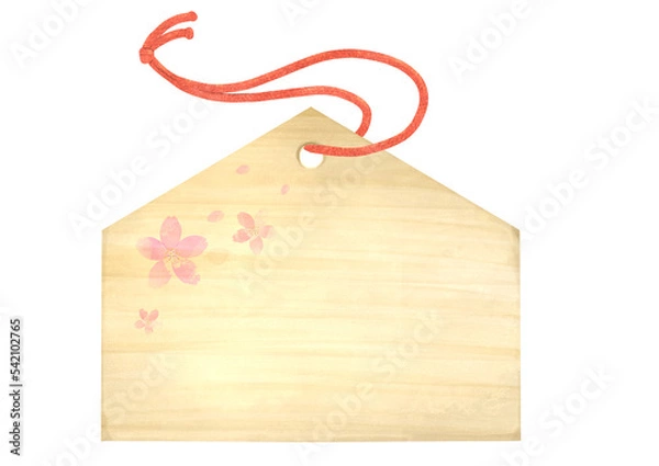 Obraz 合格祈願・桜入りの絵馬　挿絵イラスト