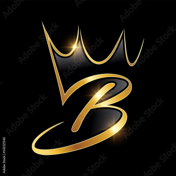 Obraz Gold Monogram Crown Logo Initial Letter B