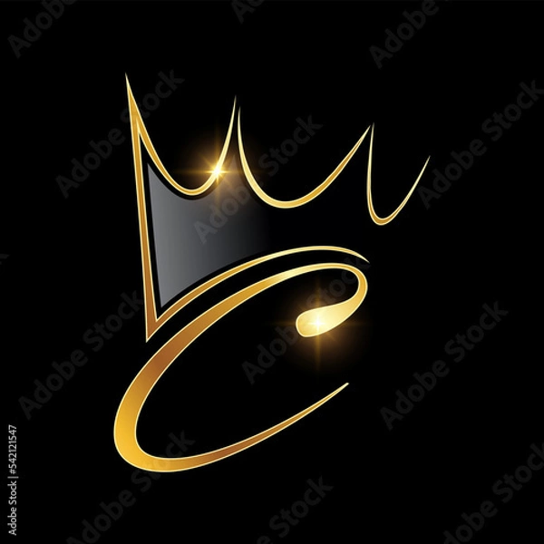 Obraz Gold Monogram Crown Logo Initial Letter C