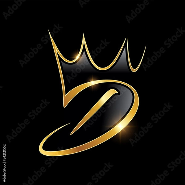 Obraz Gold Monogram Crown Logo Initial Letter D