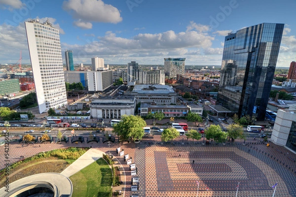 Fototapeta Elevated view of Centenary Square, Birmingham, England, UK.