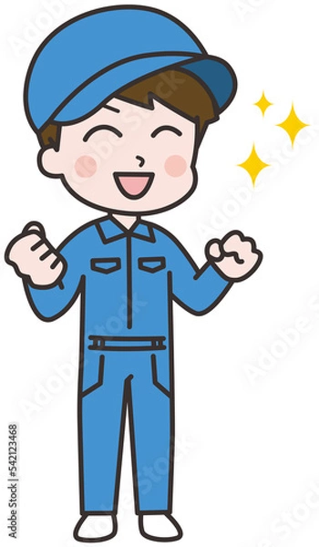Fototapeta やる気のある男性作業員のイラスト