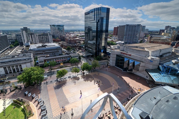 Fototapeta Elevated view of Centenary Square, Birmingham from the library, UK.