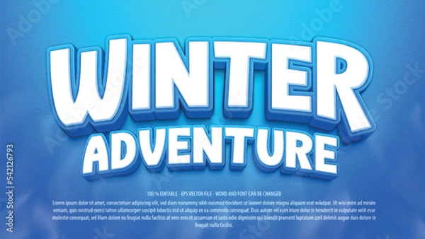 Fototapeta Winter season 3d style editable text effect