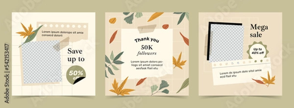 Fototapeta Welcome Autumn Instagram Template
