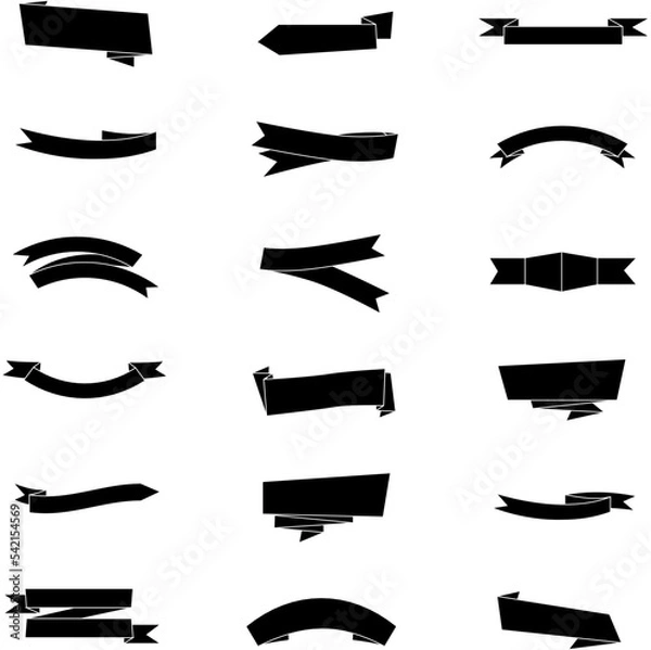 Obraz Ribbons concept element 1 black and white collection set