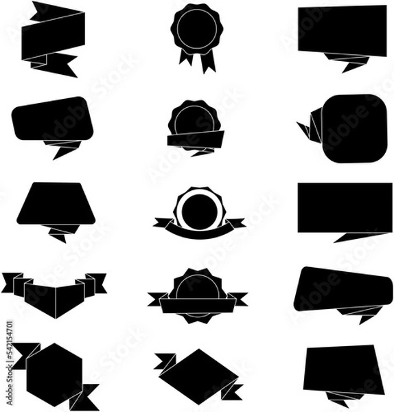 Obraz Ribbons concept element 2 black and white collection set