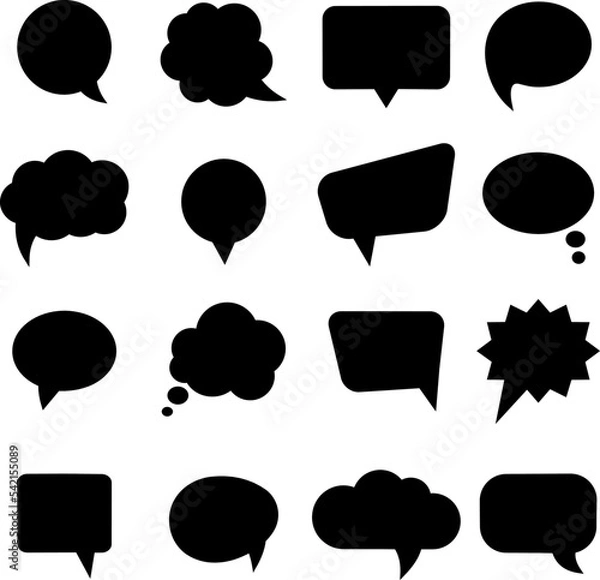 Obraz speech bubbles black and white flat vector collection