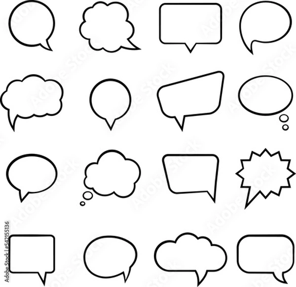 Obraz speech bubbles outline flat vector collection