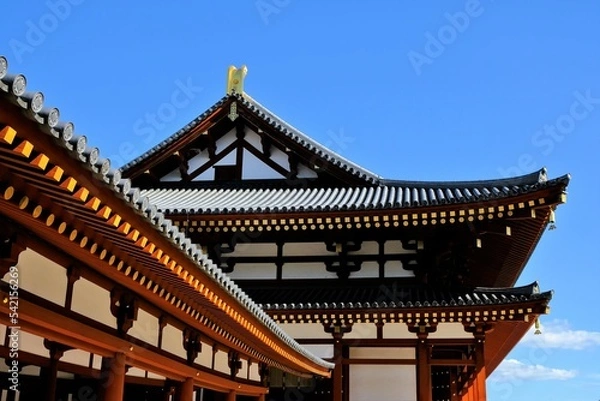 Fototapeta 奈良，薬師寺，寺， 日本の建築物，木造，空, 伝統, 日本の文化，白雲, 建築, アジア, 仏塔, 古代の, 旅行, 日本, 伝統の, 歴史