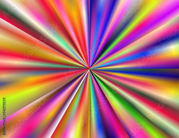Fototapeta Horizontal pattern with colorful spectral incoming rays to the center