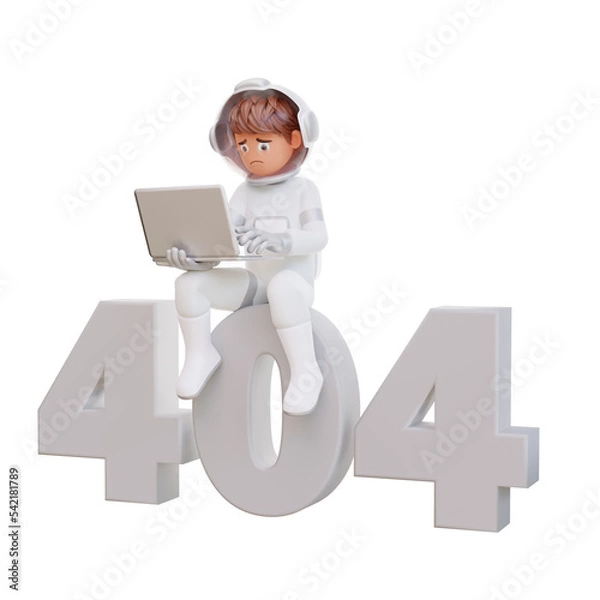 Obraz 3d illustration astronaut with 404 error
