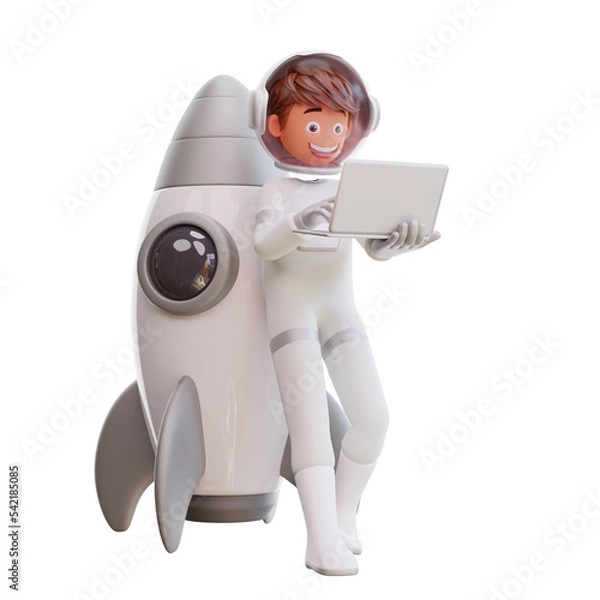 Obraz 3d illustration cute spaceman astronaut  