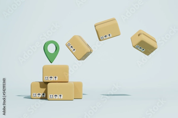 Fototapeta 3d rendering carton store and delivery concept picture