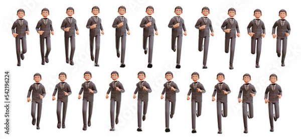Obraz 3d young bussinesman animation frames