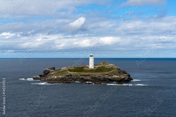 Fototapeta view of the Godrevy Lighthouse near Gwithian in St. Ives Bay