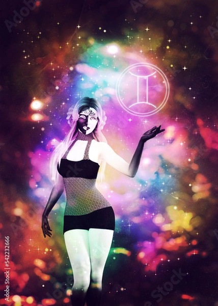 Obraz Half black half white Gemini girl