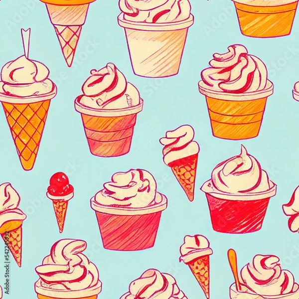 Fototapeta seamless texture pattern with ice cream cups