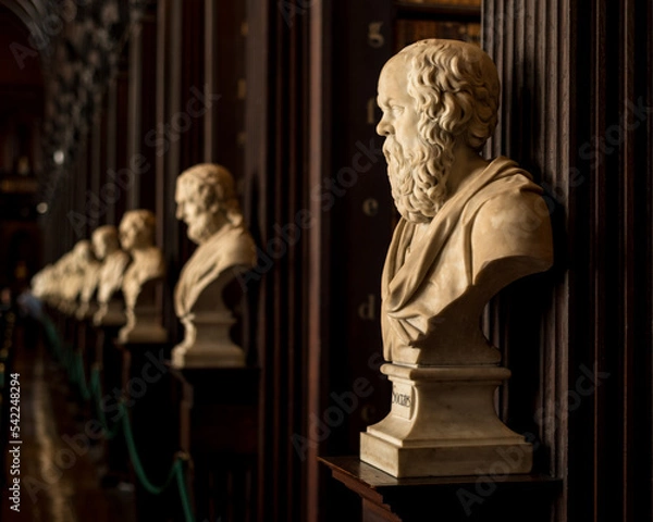 Obraz Bust of Socrates in Long Room of Trinity College Old Library in Dublin