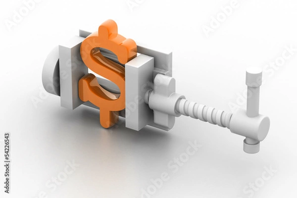 Fototapeta dollar symbol being squeezed in a vice