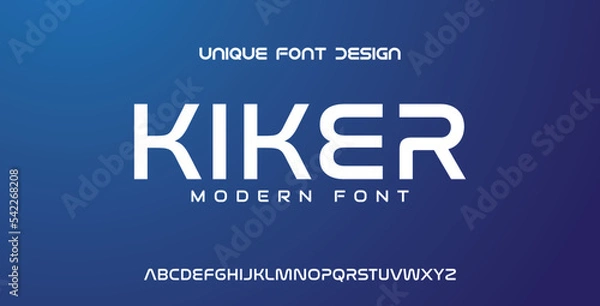 Fototapeta Elegant, minimal font. Alphabet letter fonts for tech. Typography modern style font set for logo, Poster, Banner. Vector typeface illustration.