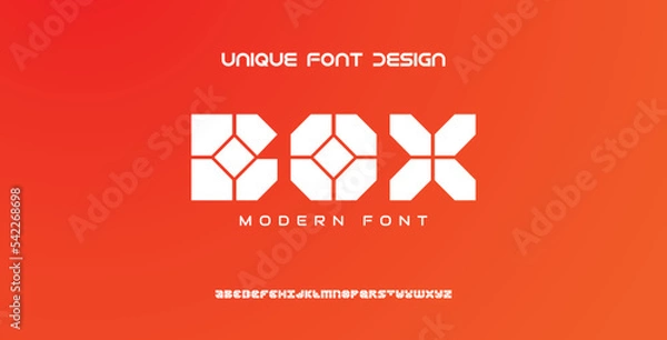 Fototapeta Innovative font typeface designed for technology. Typeface urban style fonts for technology, digital, movie, logo design.