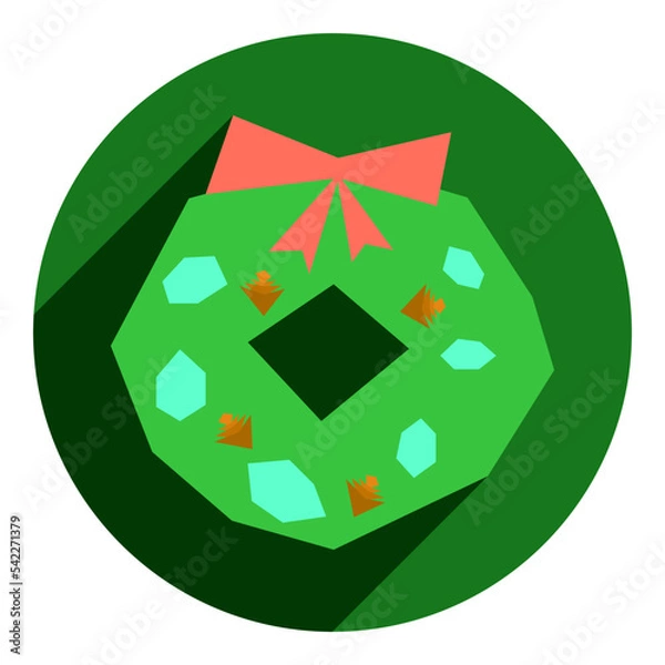 Obraz flat icon of christmas wreath. green icon in flat style christmas wreath. icon for christmas. for web browser.