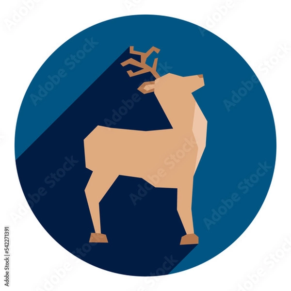 Obraz deer flat icon. blue deer icon in flat style. icon for christmas. for web browser.