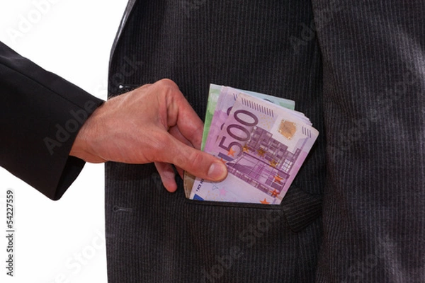 Obraz Geld, Anzugtasche, Hand, Diebstahl, Bestechung
