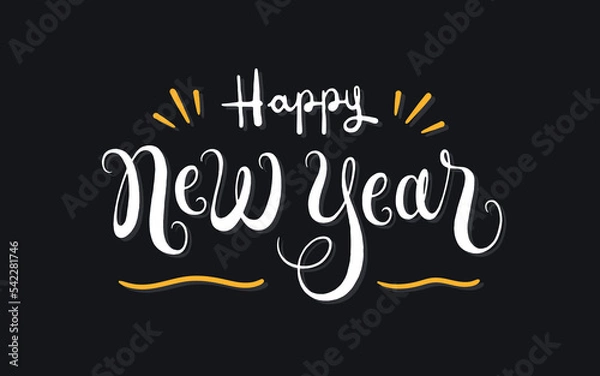 Fototapeta Happy new year lettering text background. greeting card vector illustration