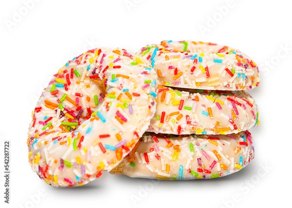 Obraz Colored sponge cookies isolated on a white background