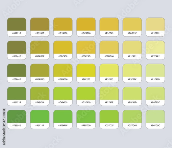 Fototapeta Yellow and green color palette with hex