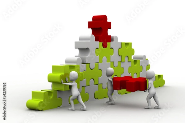 Obraz business team work building a puzzle.