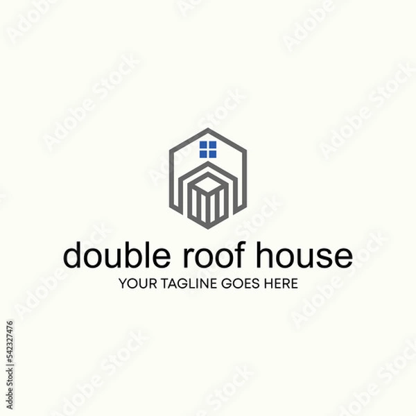 Fototapeta Simple and unique shape line double roof house homes with 3D image graphic icon logo design abstract concept vector stock. Can be used as symbol related to property or living