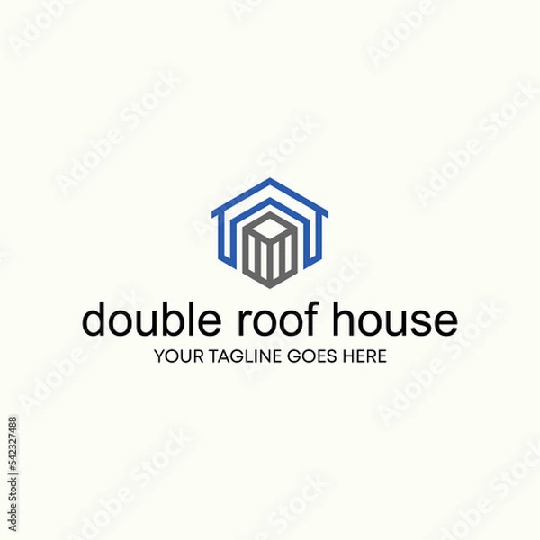 Fototapeta Simple and unique shape line double roof house homes with 3D image graphic icon logo design abstract concept vector stock. Can be used as symbol related to property or living