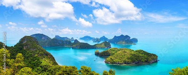 Fototapeta Ang Thong National Marine Park, Angthong Marine Park, Surat Thani, Thailand, Southeast Asia, beautiful tropical islands panoramic view, paradise nature landscape, seascape panorama, vacation, travel