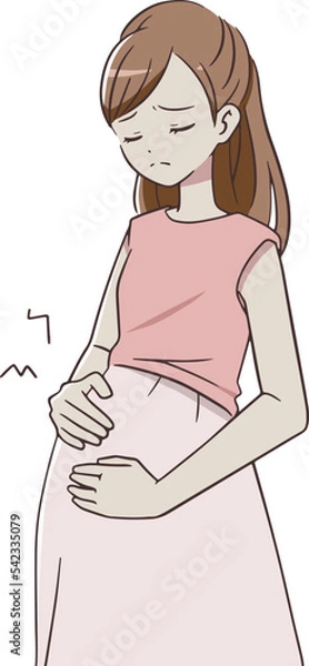 Obraz 陣痛をこらえる妊婦