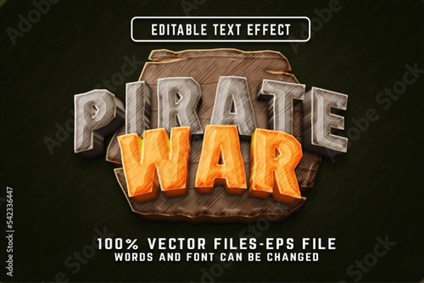 Fototapeta Pirates War 3d Text Effect for Adventure Game Premium Vector