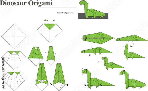 Fototapeta Step by step instructions how to make origami