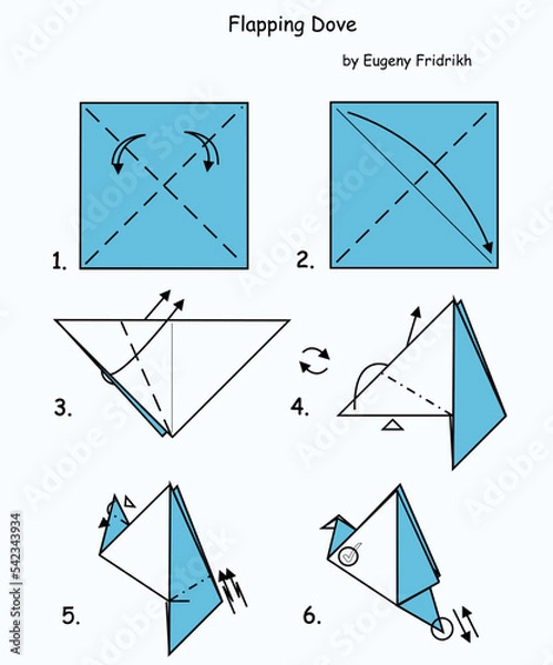 Fototapeta Step by step instructions how to make origami