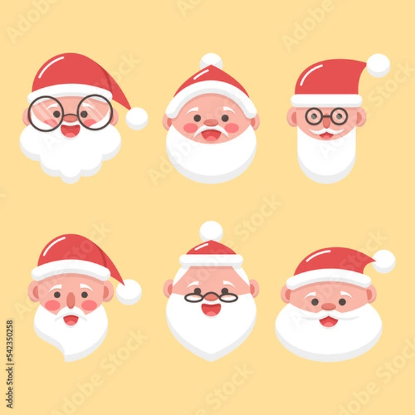 Fototapeta santa claus face vector set