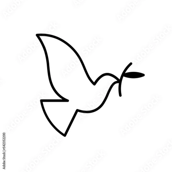 Fototapeta Dove of peace icon collection. Flying dove holding an olive branch as a sign of peace line art vector icon for apps and websites. Dove of peace icon. Flying bird. Peace concept.