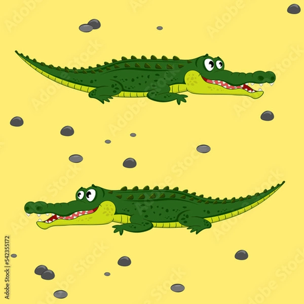 Obraz Two cute crocodiles lie on the beach