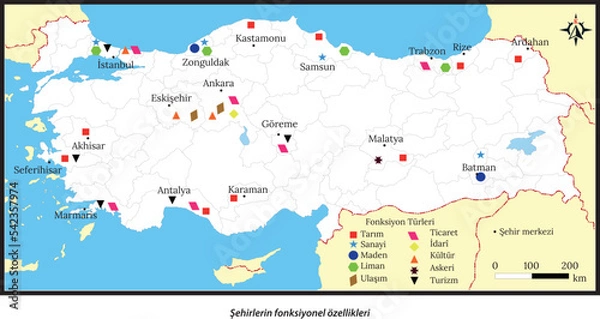 Fototapeta Turkey vintage map. High detailed vector map with pastel colors, cities and geographical borders