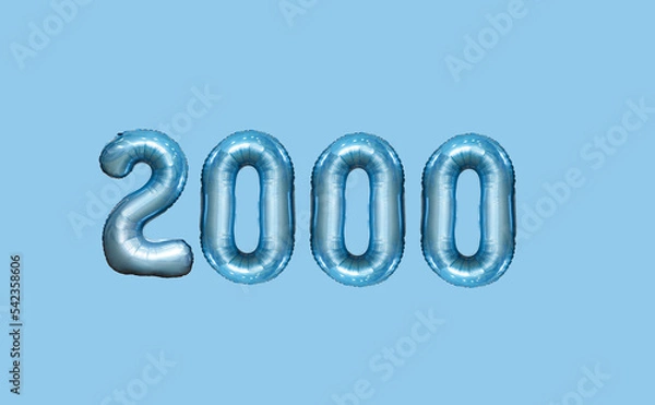 Obraz number 2000 blue balloons on a blue background space for text congratulations