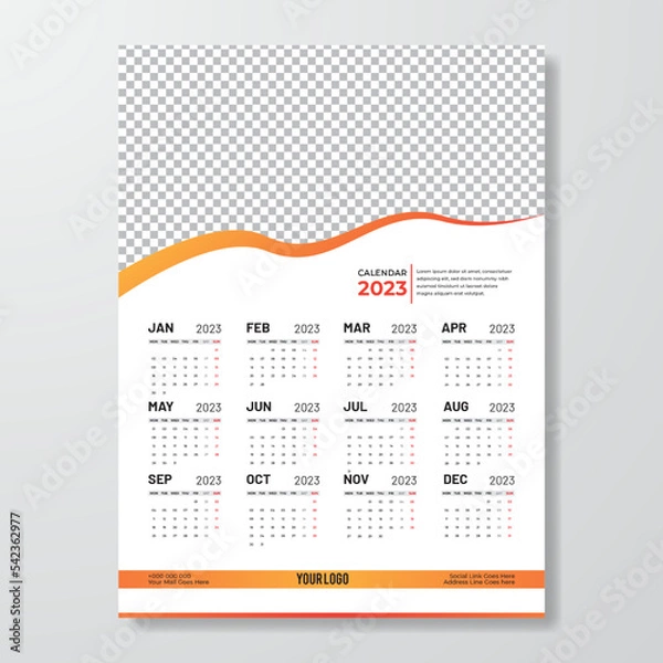 Obraz Creative stylish 2023 new year vertical wall calendar template design
